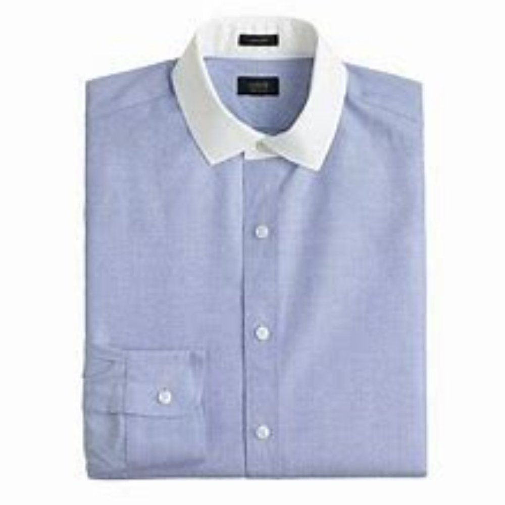 J. Crew Ludlow White Collar Shirt in End-on-End Cotton
